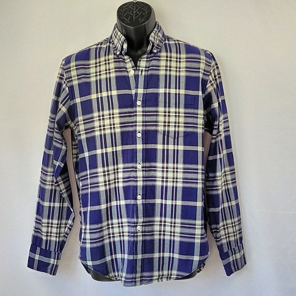 J.Crew LS Button Down Shirt Blue Plaid Size Small